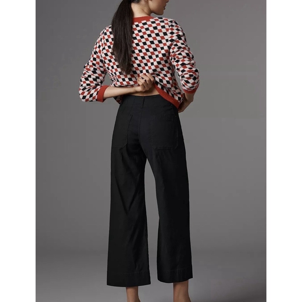 Anthropologie Maeve The Colette Magic Fabric Wide Leg Crop Pants Black Size 16W - Picture 2 of 8